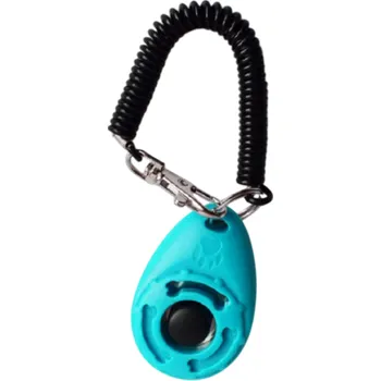 Obojek pro psa Trenér pro výcvik psů a koček Tlačítko se zvukem Nastavitelný řemínek Klíčenka Pomůcka pro domácí mazlíčky Přenosný výcvikový nástroj tyrkysová