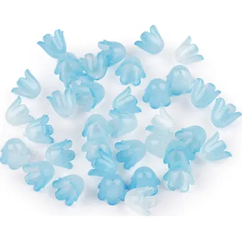 Dětské navlékací korálky Plastové korálky zvoneček / sukýnka tónované 9x11 mm, barva 5 modrá azuro