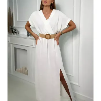 Dámské šaty Kesi dámské šaty s páskem 6012F-12 bílá (univerzální )