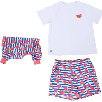 Obleček pro psa TIAKI Pet & Parent pyžamo vel. L a tričko pro psy s délkou zad 30 cm v partnerském vzhledu, meloun