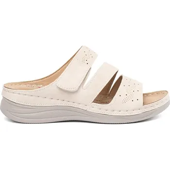 Dámské žabky Seastar Luxusní dámské nazouváky světle béžové na klínku 37