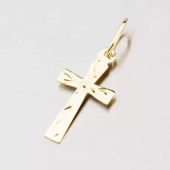 Přívěsek Přívěsek žluté zlato 585 křížek s ručním rytím 322P-130099