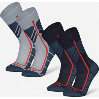 Pánské ponožky QUECHUA Dětské turistické hřejivé ponožky SH 500 2 páry 31/34 MODRÁ|ŠEDÁ