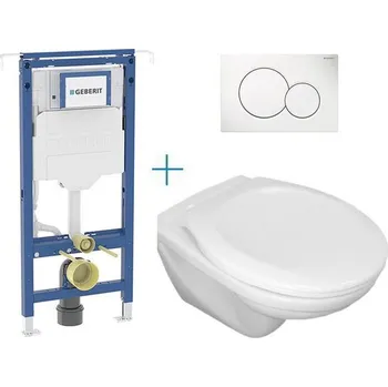 WC sada Geberit + Jika Set předstěnové instalace Duofix Special + klozet Jika Euroline a sedátko Zeta + tlačítko Sigma01, alpská bílá