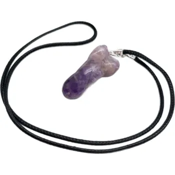 Přívěsek Ametyst Penis amulet pro plodnost, přívěsek přírodní kámen ručně broušený 3 cm, kámen králů a biskupů