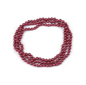 Náhrdelník Perlový náhrdelník dlouhý, retro - 1 ks - 3 bordó sv.
