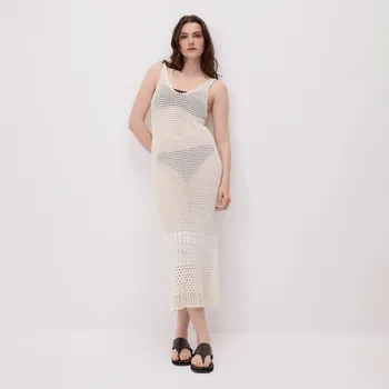 Dámské šaty Reserved - Žerzejové maxi šaty - krémová - 889GB-01X - 889GB-01X-XL