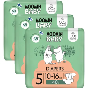 jednorázová plena MOOMIN Baby 5 eko pleny měsíční balení maxi 10–16 kg 120 kusů