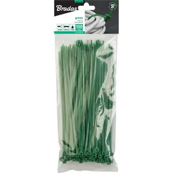 Organizace kabelů BRADAS Stahovací pásky na vodiče 4.8 x 200 mm 100 ks GREEN