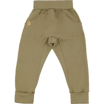 LITTLE THINGS bavlněné rostoucí tepláčky zelená khaki vel. 3-5 let