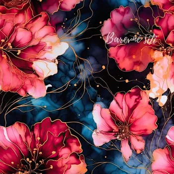 Úplet, Vykvetlé červené květy (E) (Top kvalitní úplet Bella digitisk)