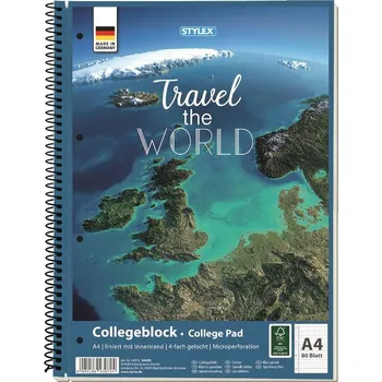 Blok A4/80 listů, spirála vlevo, odtrh, linky World