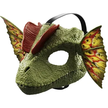 Figurka Mattel Jurassic World DILOPHOSAURUS MASKA NA OBLIČEJ SE ZVUKY