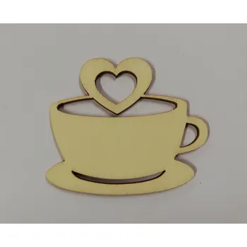 Vánoční dekorace Dřevěný výřez šálek se srdíčkem střední