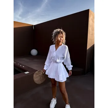 Dámská košile Bílý mušelínový komplet košile se sukní BLISS Velikost: ONESIZE