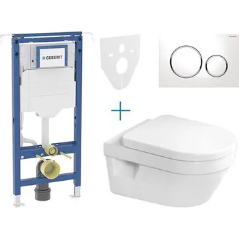 WC sada Geberit + Villeroy & Boch Set předstěnové instalace Duofix Special + klozet a sedátko se softclose Villeroy & Boch Architectura + tlačítko Sigma20, bílá/chrom lesk