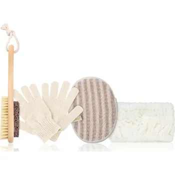 Kosmetická sada So Eco Exfoliating Bath Set So Eco Exfoliating Body Gloves peelingová rukavice 2 ks + So Eco Lava Stone Pumice & Brush kartáč na tělo 1 ks + So Eco Spa Head Band čelenka do vlasů 1 ks + So Eco Exfoliating Gentle Sponge mycí houba 1 ks kosmetická sada