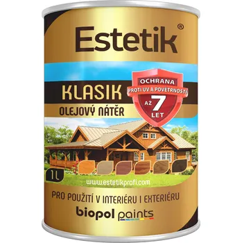 barva a nátěr na dřevo BIOPOL PAINTS Estetik Klasik Balení: 1 l, Barvy: BEZBARVÝ FINISH