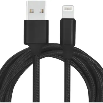 Opletený nabíjecí a datový kabel - USB-A na Lightning - 2 m - temně černý