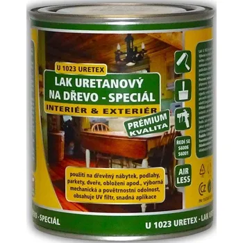 barva a nátěr na dřevo ColorCity URETEX U 1023 LAK URETANOVÝ NA DŘEVO SPECIÁL Barva: bezbarvý polomat, Balení: 0,6 l