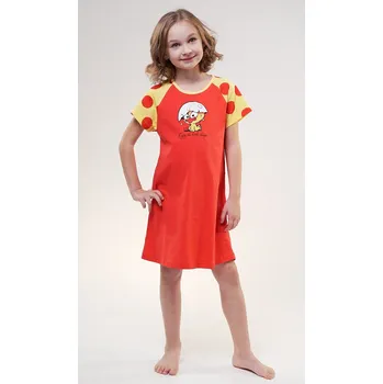Dívčí noční košile Vienetta Secret Dívčí noční košile s krátkým rukávem Kuře červená Velikost: 15 - 16