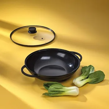 Nádobí WOK pánev s keramickým povrchem a poklicí ATURA 32 cm KL-15174