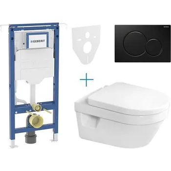 WC sada Geberit + Villeroy & Boch Set předstěnové instalace Duofix Special + klozet a sedátko se softclose Villeroy & Boch Architectura + tlačítko Sigma01, černá