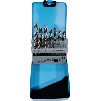 Příslušenství k nářadí XTLINE Sada vybrušovaných vrtáků do kovu HSS-G, 19 dílů | 1-10 mm, kovový box