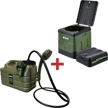 Kempingové nádobí Holdcarp Hygienický Set Portable Toi + Rechargeable Camping Shower 11L