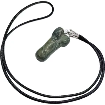 Přívěsek Jaspis zelený, stromový Penis amulet pro plodnost, přívěsek přírodní kámen ručně broušený 3 cm, kámen pozitivní energie