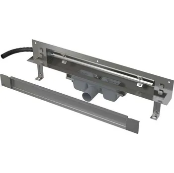 Alcadrain Spa Odtokový systém pro zabudování do stěny 105 cm, kryt pro vložení obkladu, osvětlení modrá