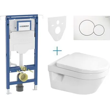 WC sada Geberit + Villeroy & Boch Set předstěnové instalace Duofix Special + klozet a sedátko se softclose Villeroy & Boch Architectura + tlačítko Sigma01, alpská bílá
