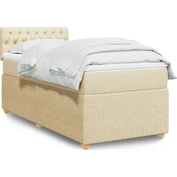 Postel vidaXL Box spring postel s matrací 90x200 cm textil [3287346] Barva: krémová