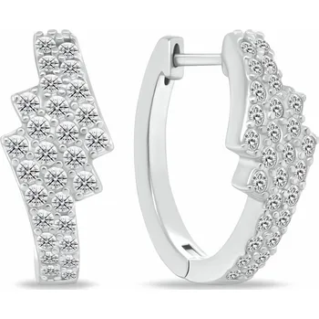 Náušnice Brilio Silver Blyštivé kruhové náušnice se zirkony EA1181W + 2 měsíce na vrácení zboží