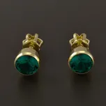 Goldpoint Náušnice pecky žluté zlato smaragd Váha: 1.32 g
