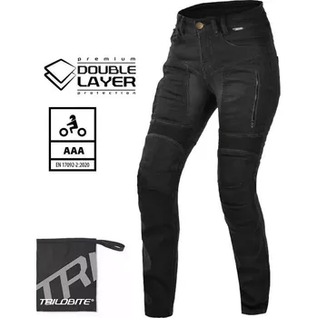 Moto kalhoty Trilobite Parado doublelayer AAA slim fit ladies jeans long black level 2 vel. 26