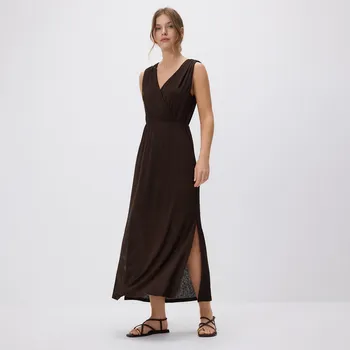 Dámské šaty Reserved - Maxi šaty s&nbsp;vázáním v&nbsp;pase - hnědá - 452GO-88X - 452GO-88X-S