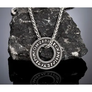Náhrdelník B-TOP Náhrdelník z nerezové oceli s prstencovým přívěskem s runovými znaky