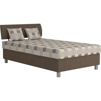 Postel Čalouněná postel s úložným prostorem a matrací GEORGE 90x200 cm hnědá