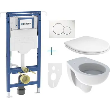 WC sada Geberit + Kolo Set předstěnové instalace Duofix Special + klozet a sedátko Kolo Rekord + tlačítko Sigma01, alpská bílá
