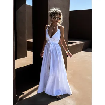 Dámské šaty Bílé dlouhé mušelínové letní šaty SILVERA Velikost: ONESIZE