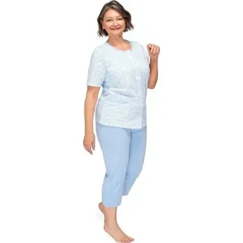 Dámské pyžamo Dámské propínací pyžamo Martel Kasia I - bavlna Světle modrá XL