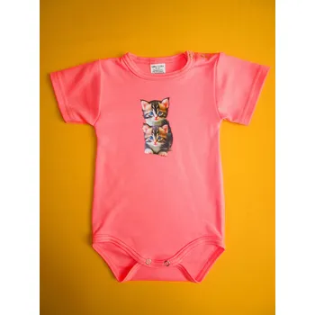 Kojenecký body Arex, ČR Body krátký rukáv sítotisk Barva: lososová, Velikost: 80, Varianta: Motiv koťátko