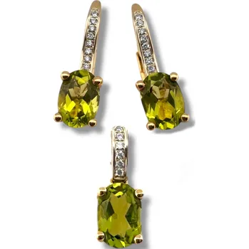 Náušnice Gems Zlaté náušnice s diamanty a olivínem