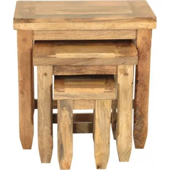 Konferenční stolek Indický nábytek - Odkládací stolky 3 ks Devi z mangového dřeva Mango natural
