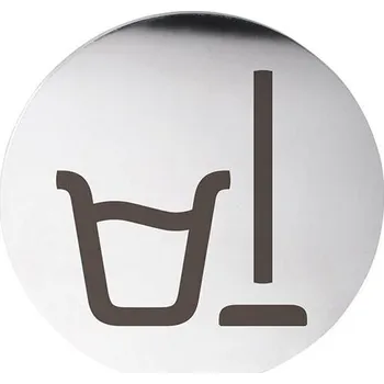 Plechová cedule Bemeta Home piktogram - úklidová místnost, kruh, nerez lesk