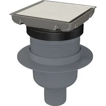 kanalizace Alcadrain Podlahová vpust přímá, 13×13 cm, oboustranná nerezová mřížka, kombinovaná zápachová uzávěra SMART