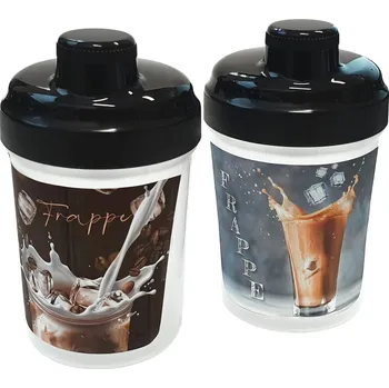 Láhev TVAR Šejkr plastový FRAPPE 0,3 l, plast, dekory mix