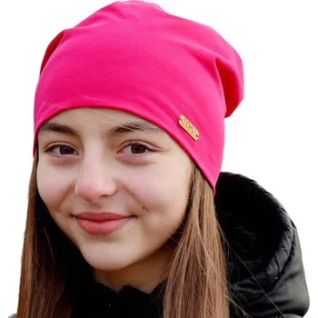 Čepice Dvojitá bavlněná spadená čepice PLETEX - B603 - růžová Obvod hlavy v cm: 52-56 cm