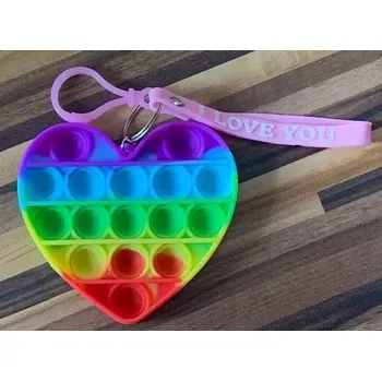 POP IT Pop It- klíčenka s poutkem Rainbow Srdíčko